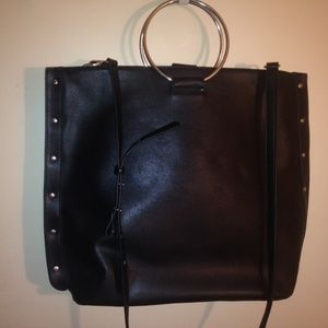 NEW CESCA STRUCTURED BLACK OVERSIZED TOTE STUDS
